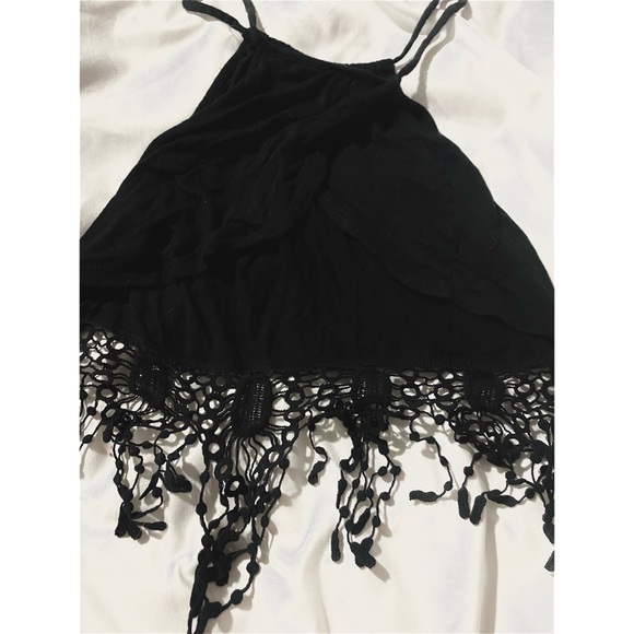 Black Halter Crop Top - Picture 3 of 4